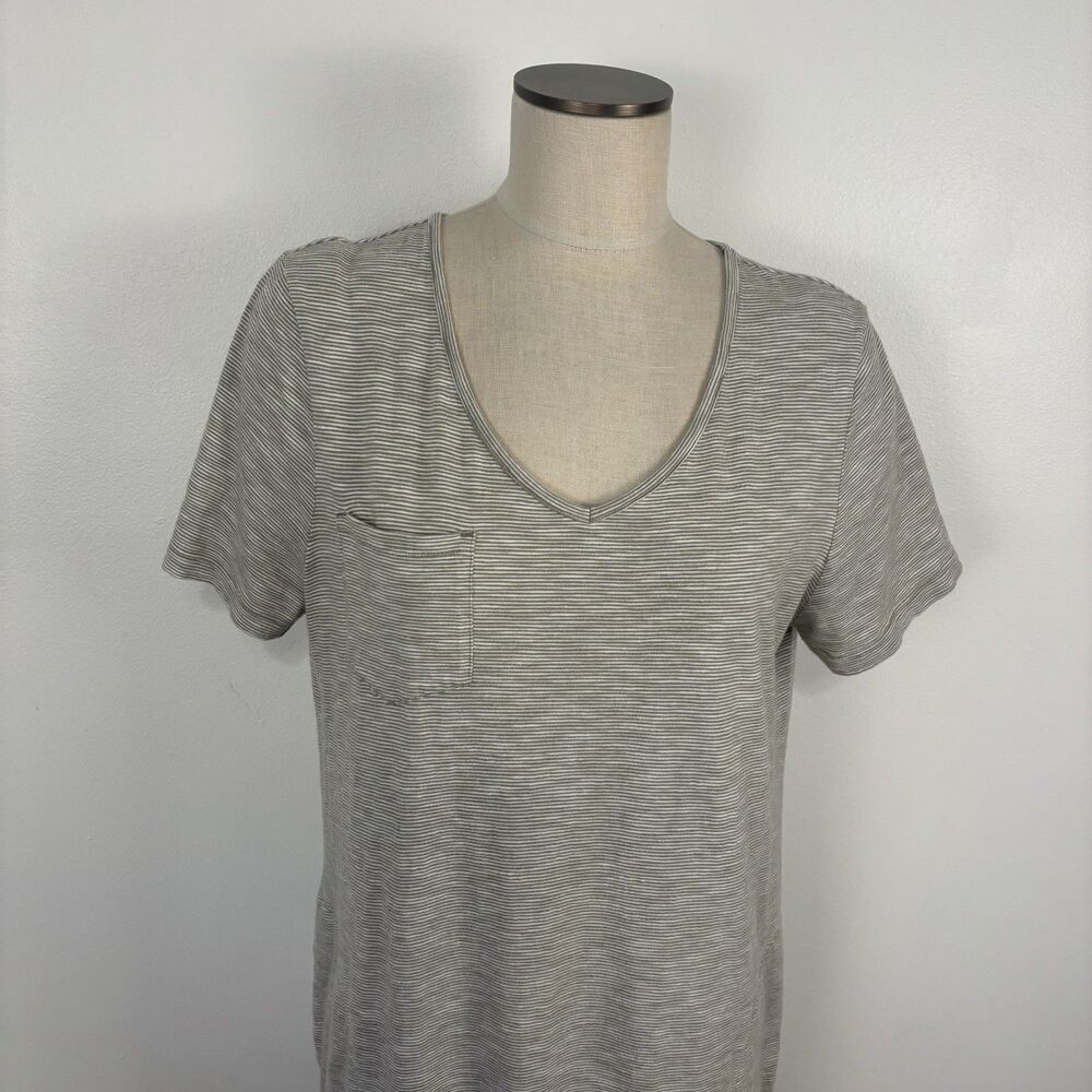 Chico's Zenergy Cotton Maxi Dress Size 2 Large 12 14 Striped Short Sleeve Pocket - Picture 2 of 8